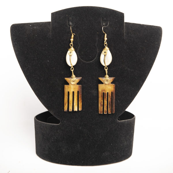 Ox Horn Handmade Earrings in Comb-Shaped – Handcrafted African Jewelry at Baobabmart