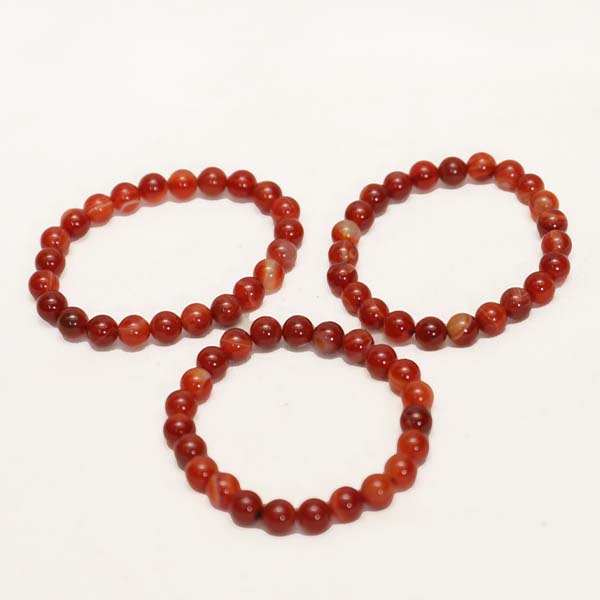 Bracciale In Pietra Naturale Agata Rossa - Perle 8mm, Elastico, Lunghezza Regolabile 16-19cm, Unique Gems