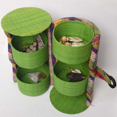 Premium Round Artisanal Jewelry Box | Handmade African Round Jewelry Box from Baobabmart