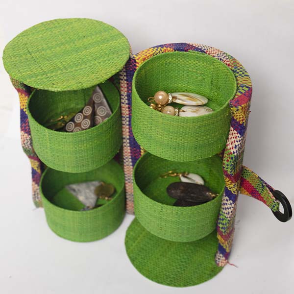 Premium Round Artisanal Jewelry Box | Handmade African Round Jewelry Box from Baobabmart