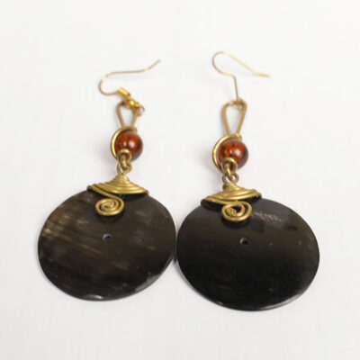 Pendant Earrings with Brown Beads - Baobabmart