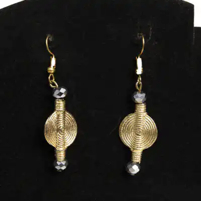 Small African Baoulé Earrings in Bronze - Baobabmart