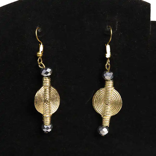 Small African Baoulé Earrings in Bronze - Baobabmart