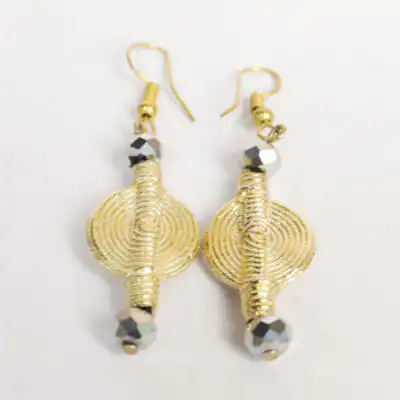 Small African Baoulé Earrings in Bronze - Baobabmart