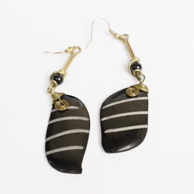 Strip Black Ox Horn Earrings - Baobabmart