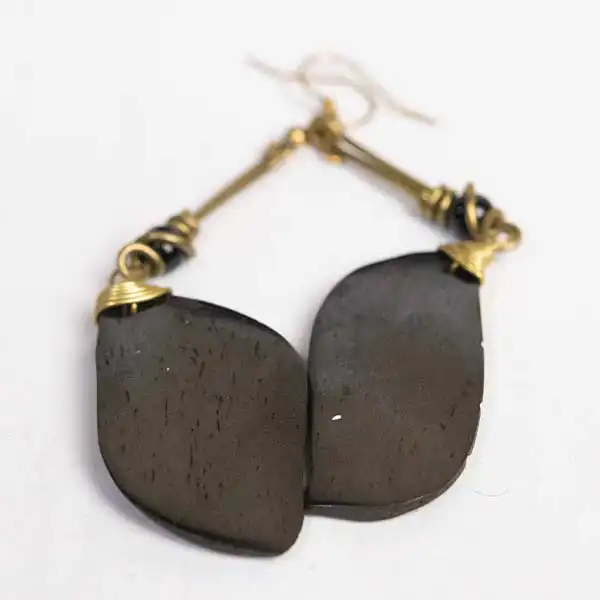 Strip Black Ox Horn Earrings - Baobabmart
