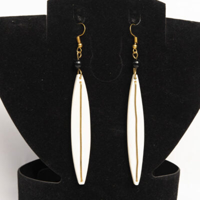 White Ox Horn Dangle Earrings available at Baobabmart