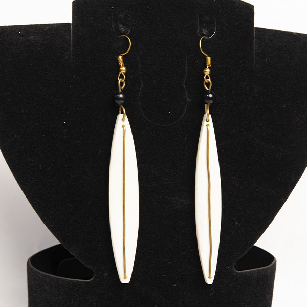 White Ox Horn Dangle Earrings available at Baobabmart