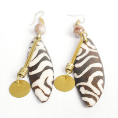 Handmade Zebra Printed Ox Horn Earrings – Baobabmart