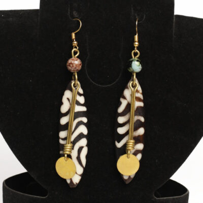 Handmade Zebra Printed Ox Horn Earrings – Bold African-Inspired Jewelry for Any Occasion