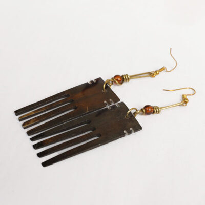 African Inspired Comb Earrings - Comb Earrings Decorated with Beads