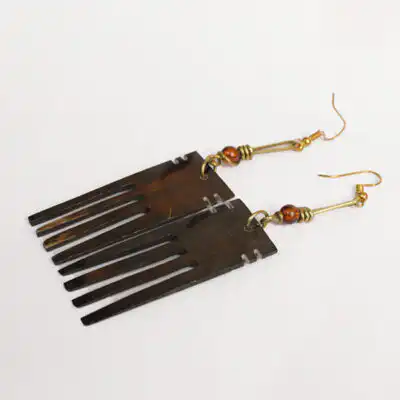 African Inspired Comb Earrings - Comb Earrings Decorated with Beads