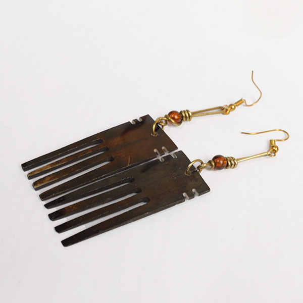 African Inspired Comb Earrings - Comb Earrings Decorated with Beads