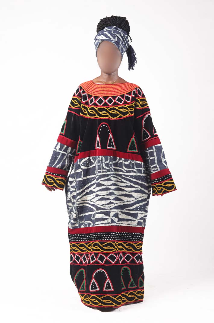 tg2 Traditional Thogu and Ndop Long-Sleeve Dress – Authentic African Fashion at Baobabmart