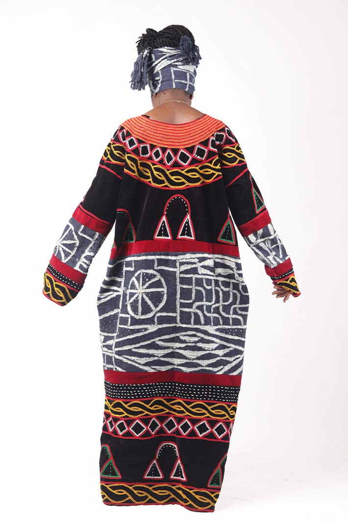 tg3 Traditional Thogu and Ndop Long-Sleeve Dress – Authentic African Fashion at Baobabmart