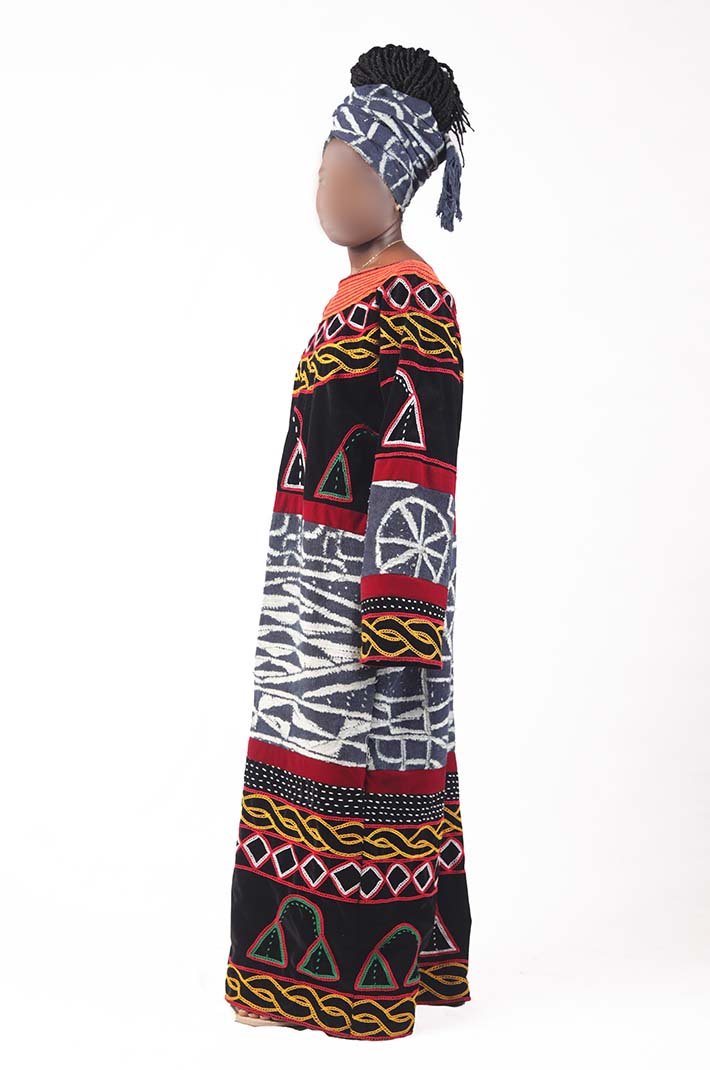 tg4 Traditional Thogu and Ndop Long-Sleeve Dress – Authentic African Fashion at Baobabmart