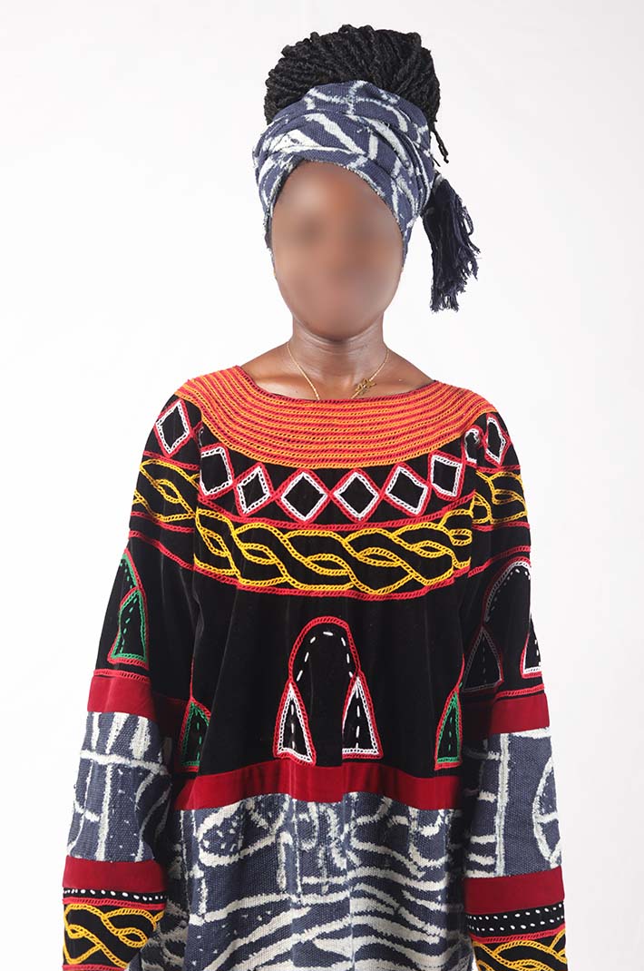 tg5 Traditional Thogu and Ndop Long-Sleeve Dress – Authentic African Fashion at Baobabmart
