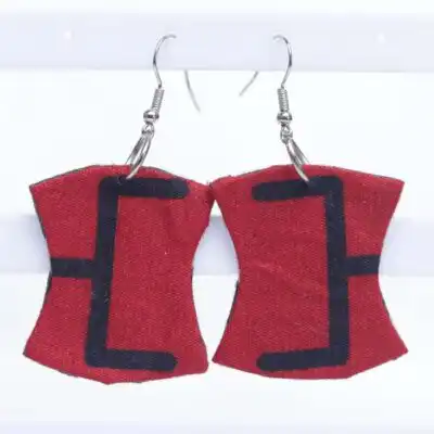 Vintage 8-Shaped Red Wax Earrings – Authentic African Jewelry from Baobabmart