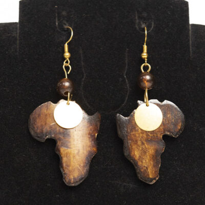 Africa Ox Horn Earrings with Bronze and Beads – Handcrafted African Jewelry at Baobabmart
