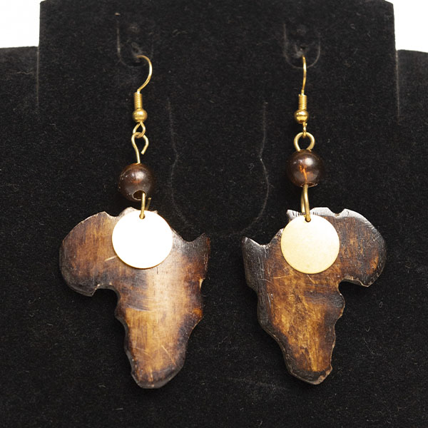 Africa Ox Horn Earrings with Bronze and Beads – Handcrafted African Jewelry at Baobabmart