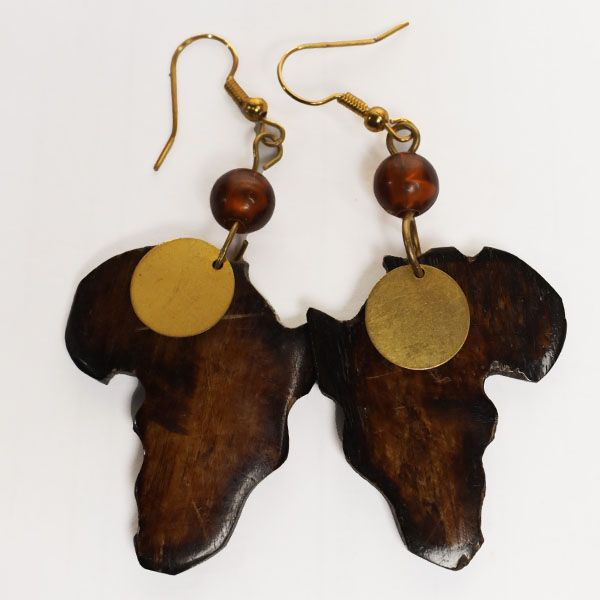 Africa Ox Horn Earrings with Bronze and Beads – Handcrafted African Jewelry at Baobabmart