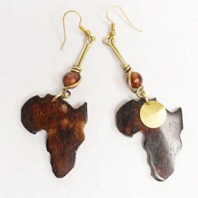 Authentic Africa Map Earrings – Handcrafted Ox Horn Jewelry at Baobabmart