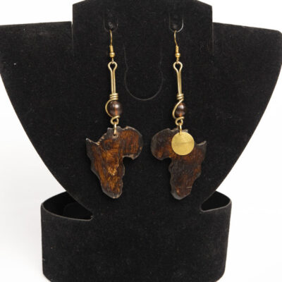 Authentic Africa Map Earrings – Handcrafted Ox Horn Jewelry at Baobabmart