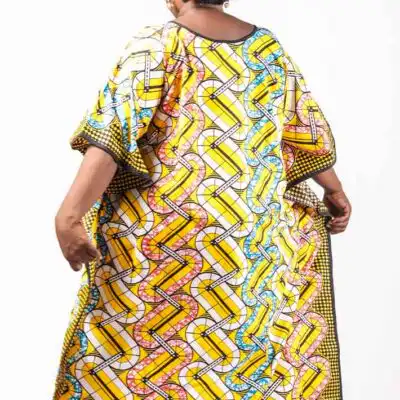 Ankara Boubou with Black Embroidery on Neck – Stylish African Wear Available at Baobabmart