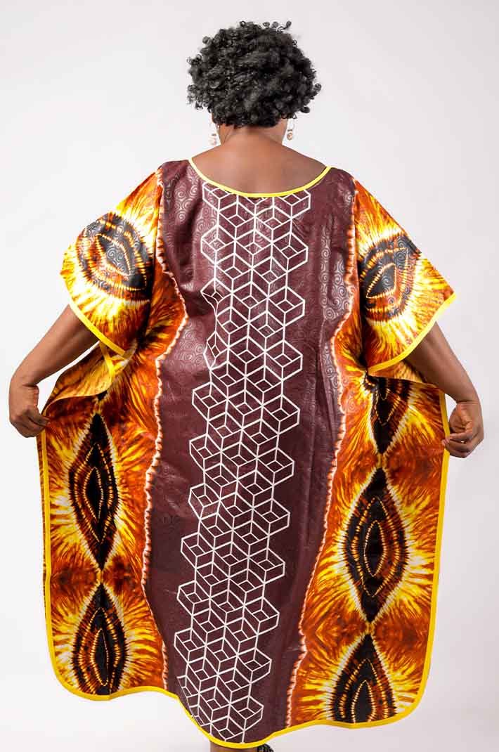 Yellow and Red African Boubou for Women – Vibrant African Fashion Available at Baobabmart