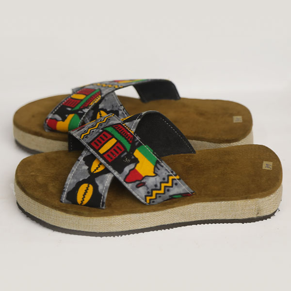 Fabric Mulle 3 Original Handwoven Mulle Fabric Slippers – African Handcrafted Footwear at Baobabmart