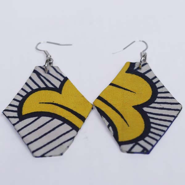 Diamond Shape African Wax Fabric Earrings – Handcrafted African Jewelry at Baobabmart