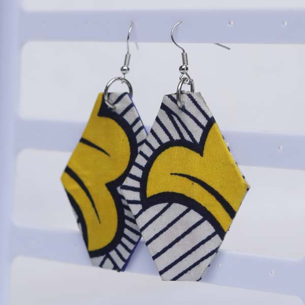 Diamond Shape African Wax Fabric Earrings – Handcrafted African Jewelry at Baobabmart