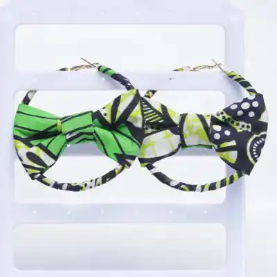 Creole Earring with Ndop Fabric Knot – African Jewelry Set Available at Baobabmart