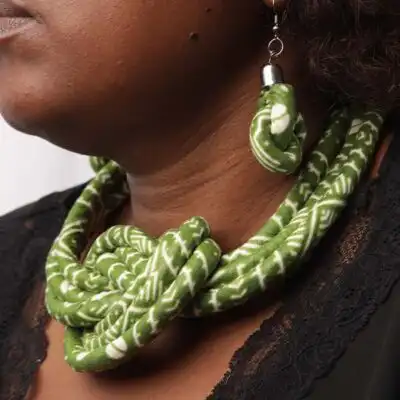 Green Wax Braid Necklaces and Assorted Earrings – African Handmade Jewelry from Baobabmart