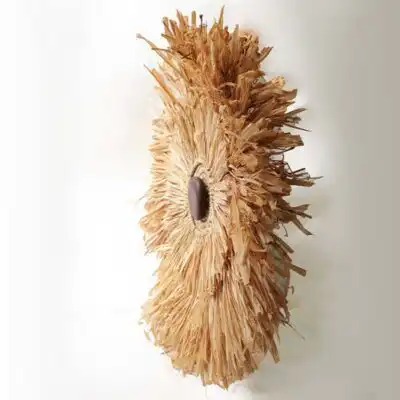Decoración de pared redonda de rafia a la venta Baobabmart