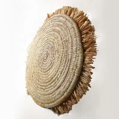 Mantel individual redondo de rafia natural a la venta Baobabmart