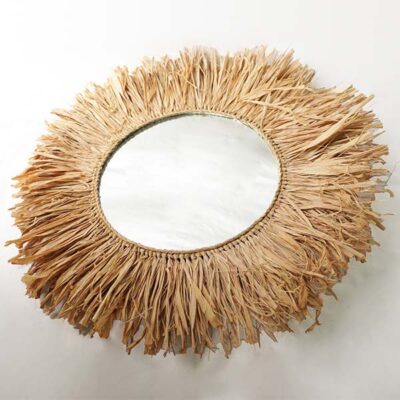 Raffia Round Wall Miror for sale Baobabmart