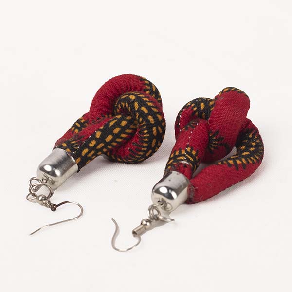 Red Wax braid necklaces + assorted earrings 3 Red Wax Braid Necklaces and Assorted Earrings – African Jewelry Set Available at Baobabmart