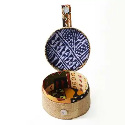 Round Raffia Jewelry Box for sale Baobabmart