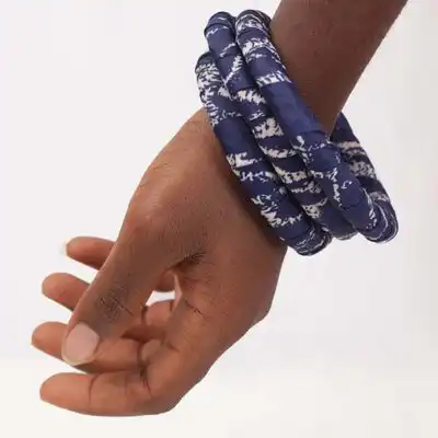 Set of 3 Handmade Ndop Fabric Bracelets – African Accessories at Baobabmart