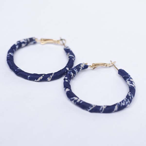 Small wax hoop earrings 1 Handmade Small Wax Hoop Earrings – Authentic African Wax Fabric Earrings at Baobabmart