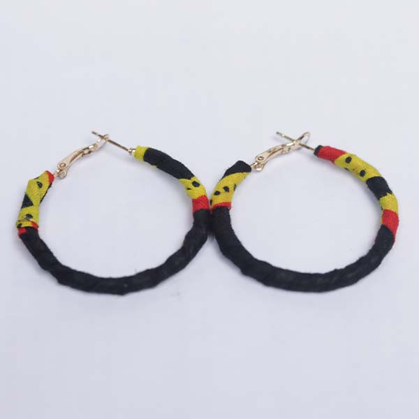 Small wax hoop earrings 3 Handmade Small Wax Hoop Earrings – Authentic African Wax Fabric Earrings at Baobabmart