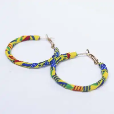 Handmade Small Wax Hoop Earrings – Authentic African Wax Fabric Earrings at Baobabmart