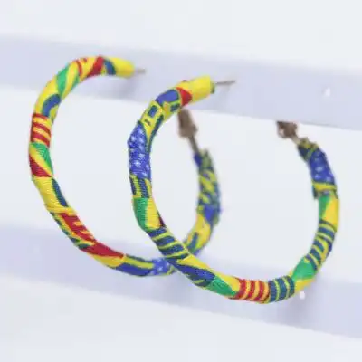 Handmade Small Wax Hoop Earrings – Authentic African Wax Fabric Earrings at Baobabmart