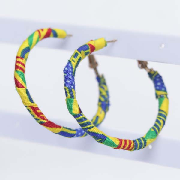 Small wax hoop earrings 6 Handmade Small Wax Hoop Earrings – Authentic African Wax Fabric Earrings at Baobabmart