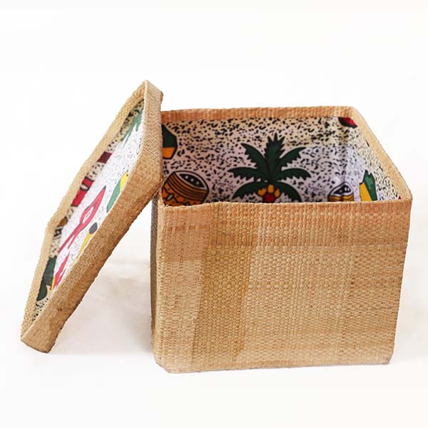 Handmade Square Raffia Jewelry Box for Sale Baobabmart