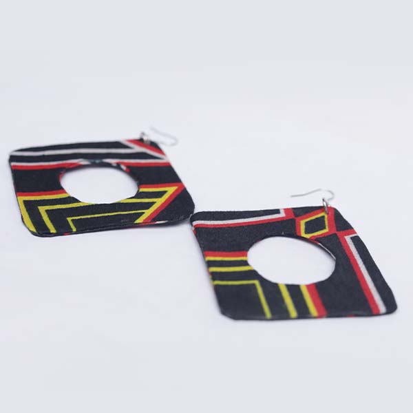 Square wax earrings 1 Handcrafted African Square Wax Earrings – Vibrant Jewelry at Baobabmart