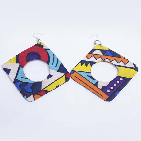 Square wax earrings 2 Handcrafted African Square Wax Earrings – Vibrant Jewelry at Baobabmart
