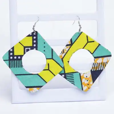 Handcrafted African Square Wax Earrings – Vibrant Jewelry at Baobabmart