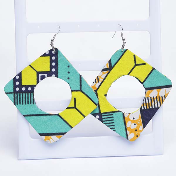 Square wax earrings 4 Handcrafted African Square Wax Earrings – Vibrant Jewelry at Baobabmart